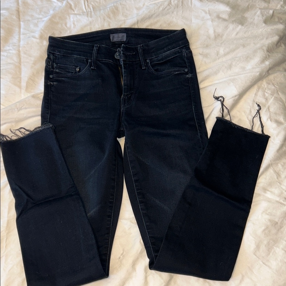 MOTHER Dark Wash Denim - Looker Ankle Fray